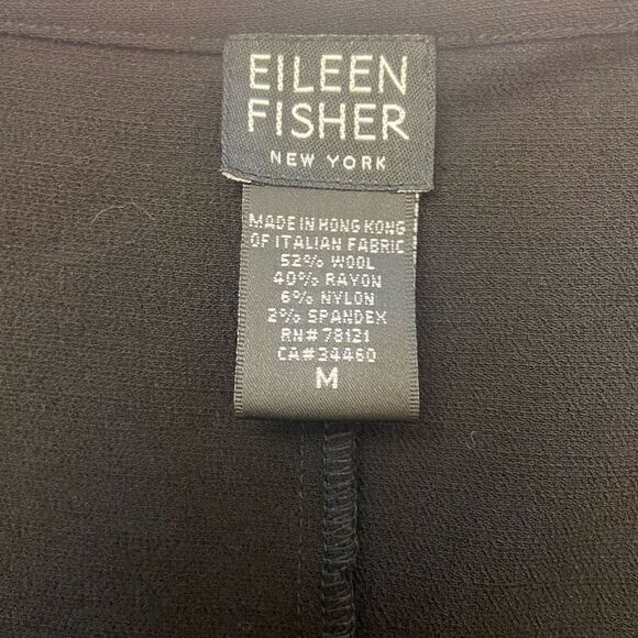 Eileen Fisher System Black Wool Blend Sleeveless Midi Dress Medium - Picture 4 of 5